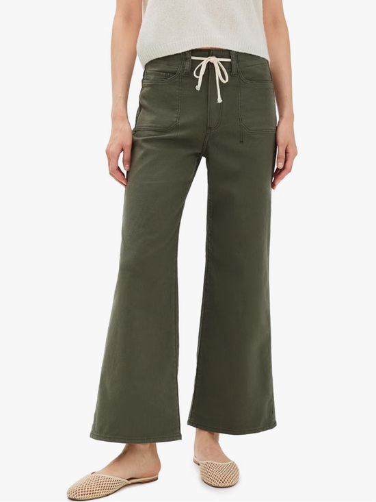 PAIGE Denim - PAIGE Vintage Forester Green Ari Waistband Tie and Stitch Utility Pockets Pant